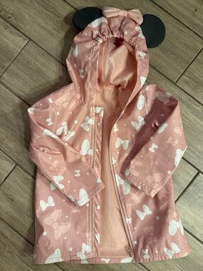 Disney Pink Minnie Bow Print Hooded Raincoat